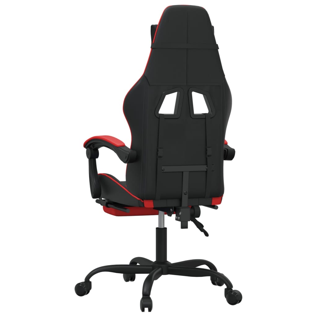 Cadeira gaming giratória c/ apoio couro artific. preto/vermelho