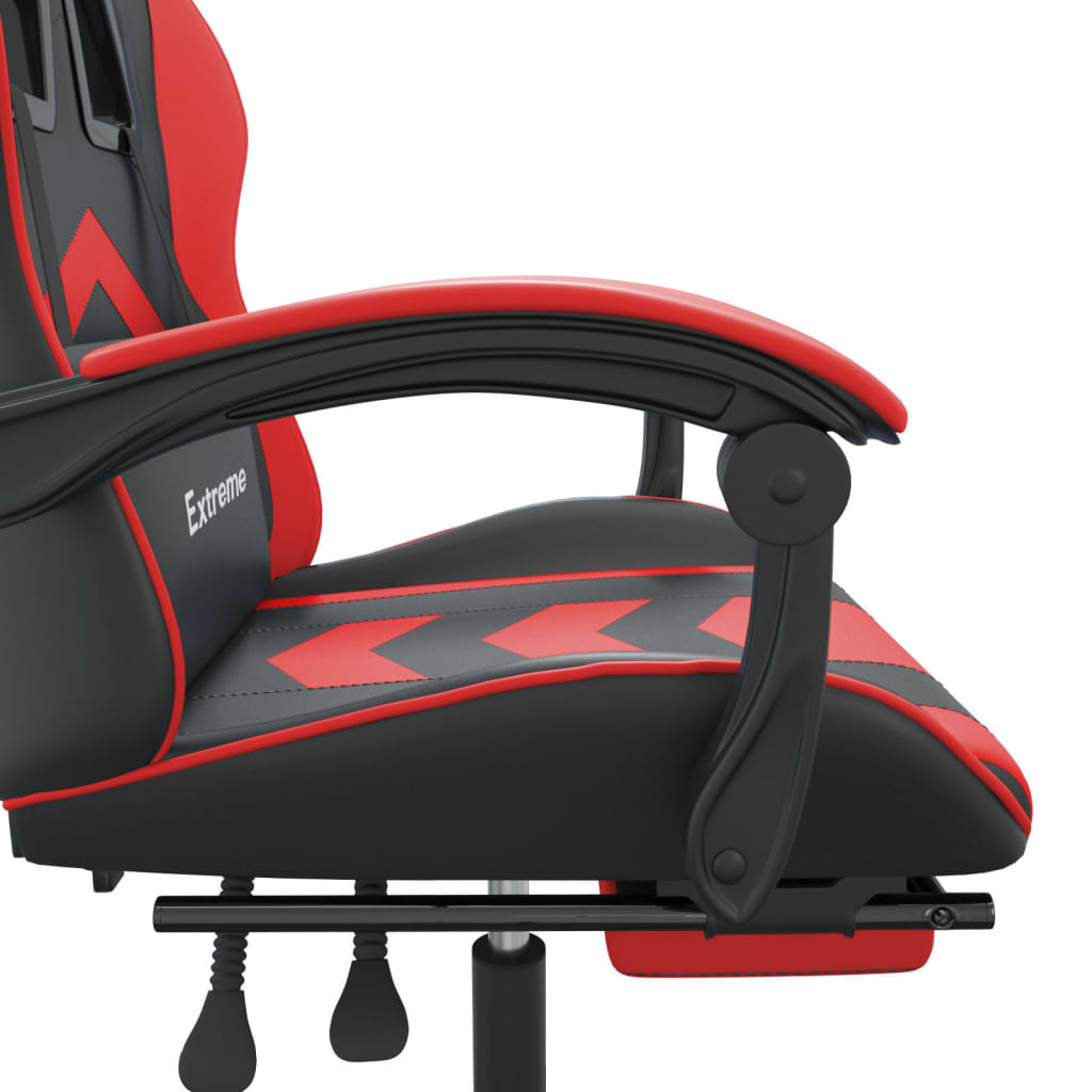 Cadeira gaming giratória c/ apoio couro artific. preto/vermelho