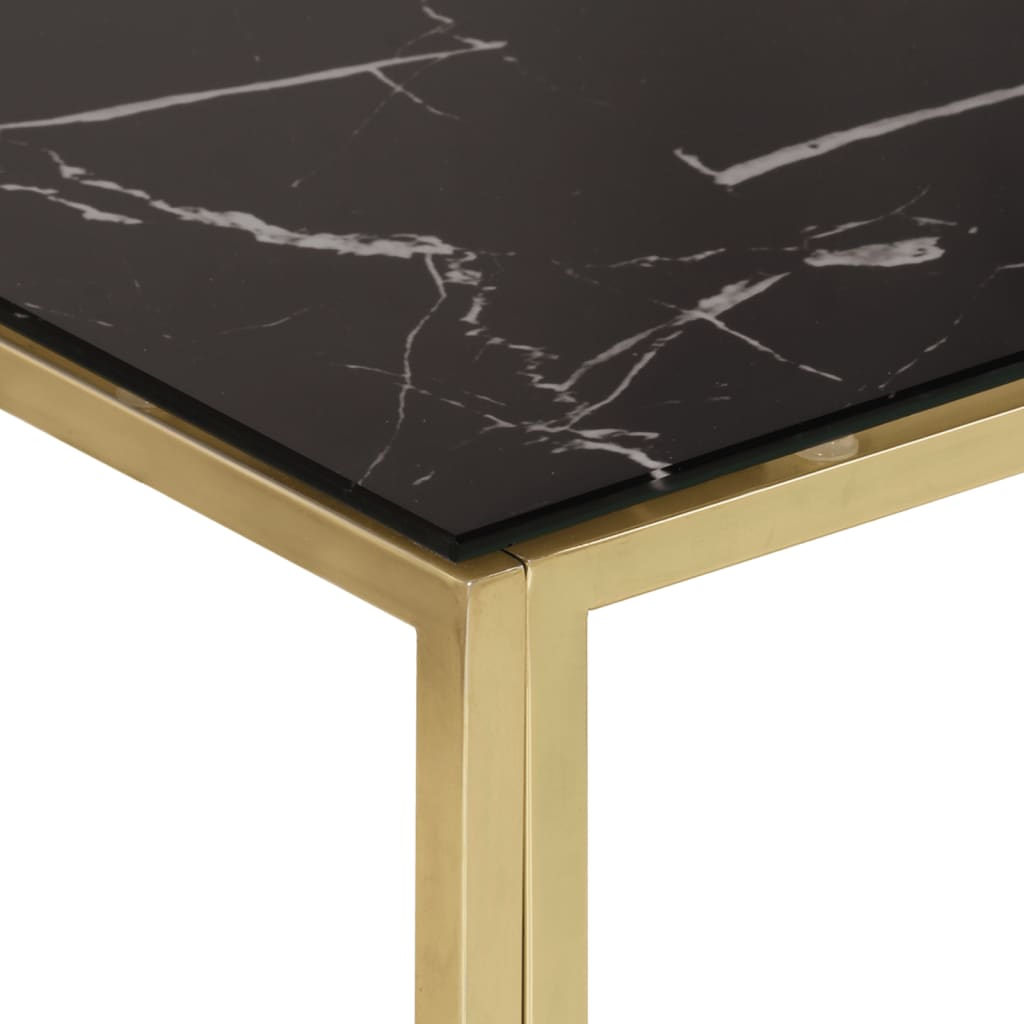 Mesa de centro aço inoxidável e vidro temperado dourado