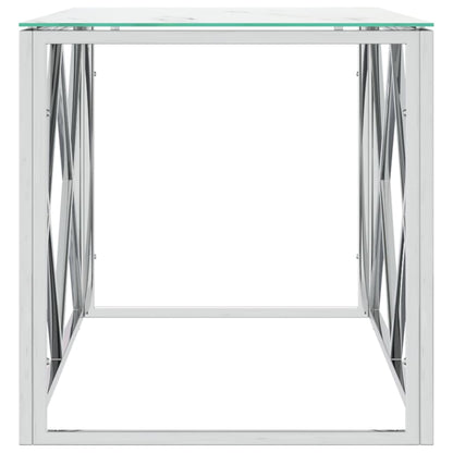 Mesa de centro 110x45x45 cm aço inoxidável e vidro