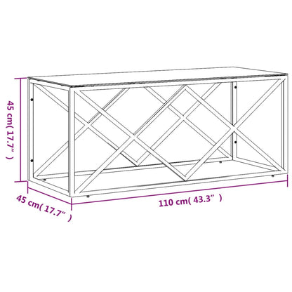 Mesa de centro 110x45x45 cm aço inoxidável e vidro