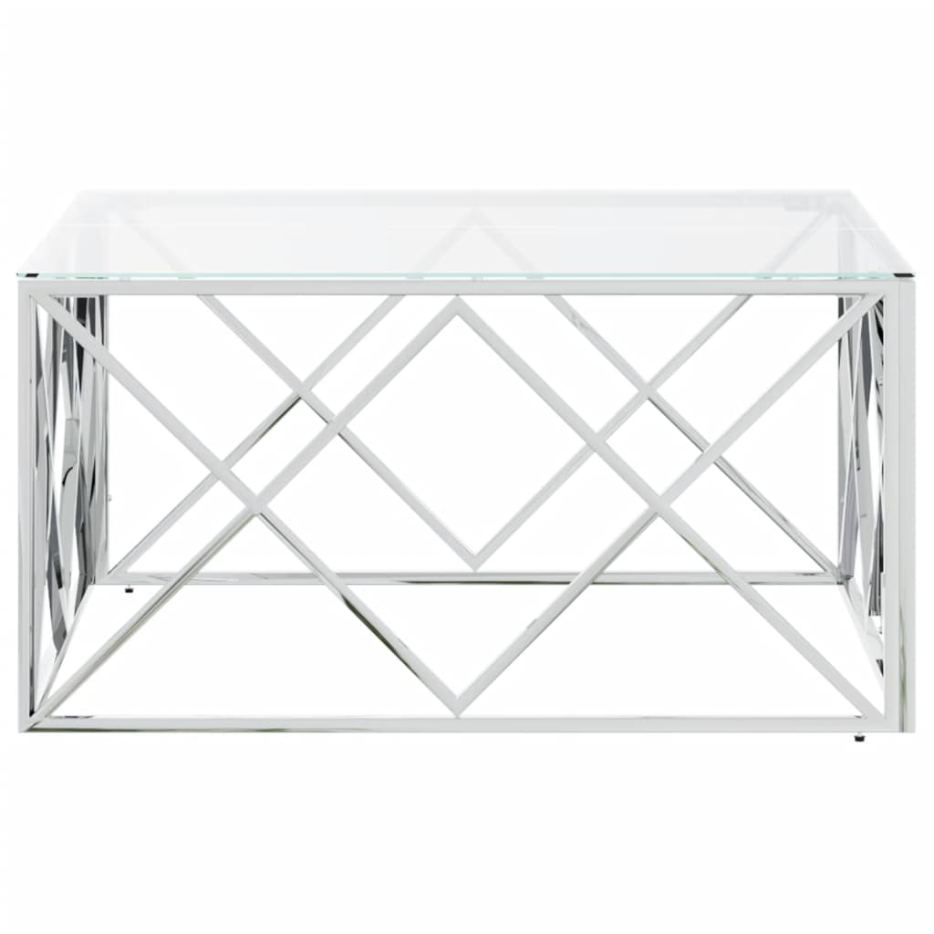 Mesa de centro 80x80x40 cm aço inoxidável e vidro