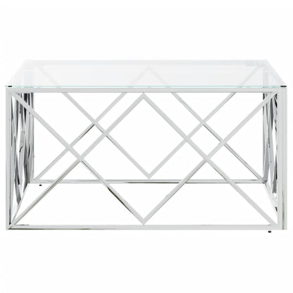 Mesa de centro 80x80x40 cm aço inoxidável e vidro