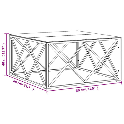 Mesa de centro 80x80x40 cm aço inoxidável e vidro