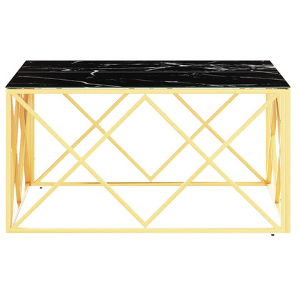 Mesa de centro 80x80x40 cm aço inoxidável e vidro dourado