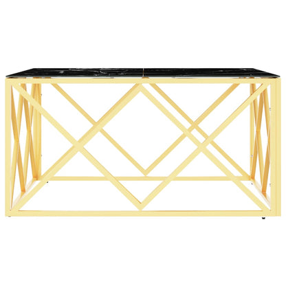 Mesa de centro 80x80x40 cm aço inoxidável e vidro dourado