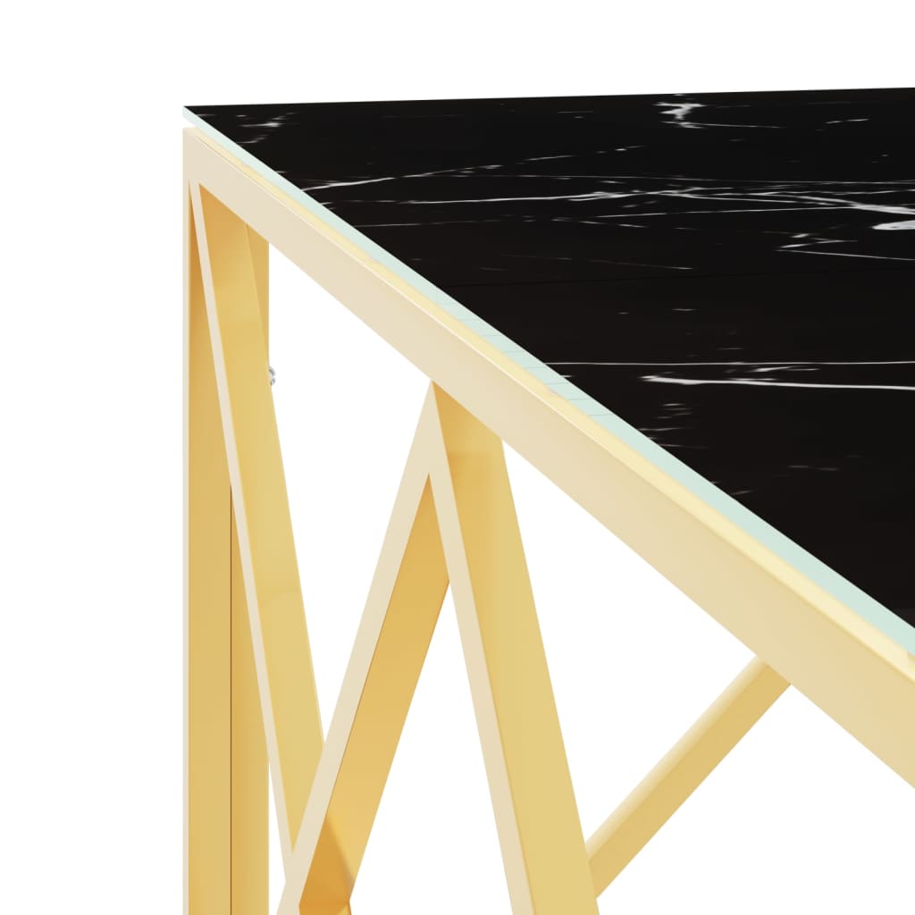 Mesa de centro 80x80x40 cm aço inoxidável e vidro dourado