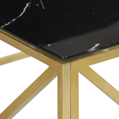 Mesa de centro aço inoxidável e vidro temperado dourado