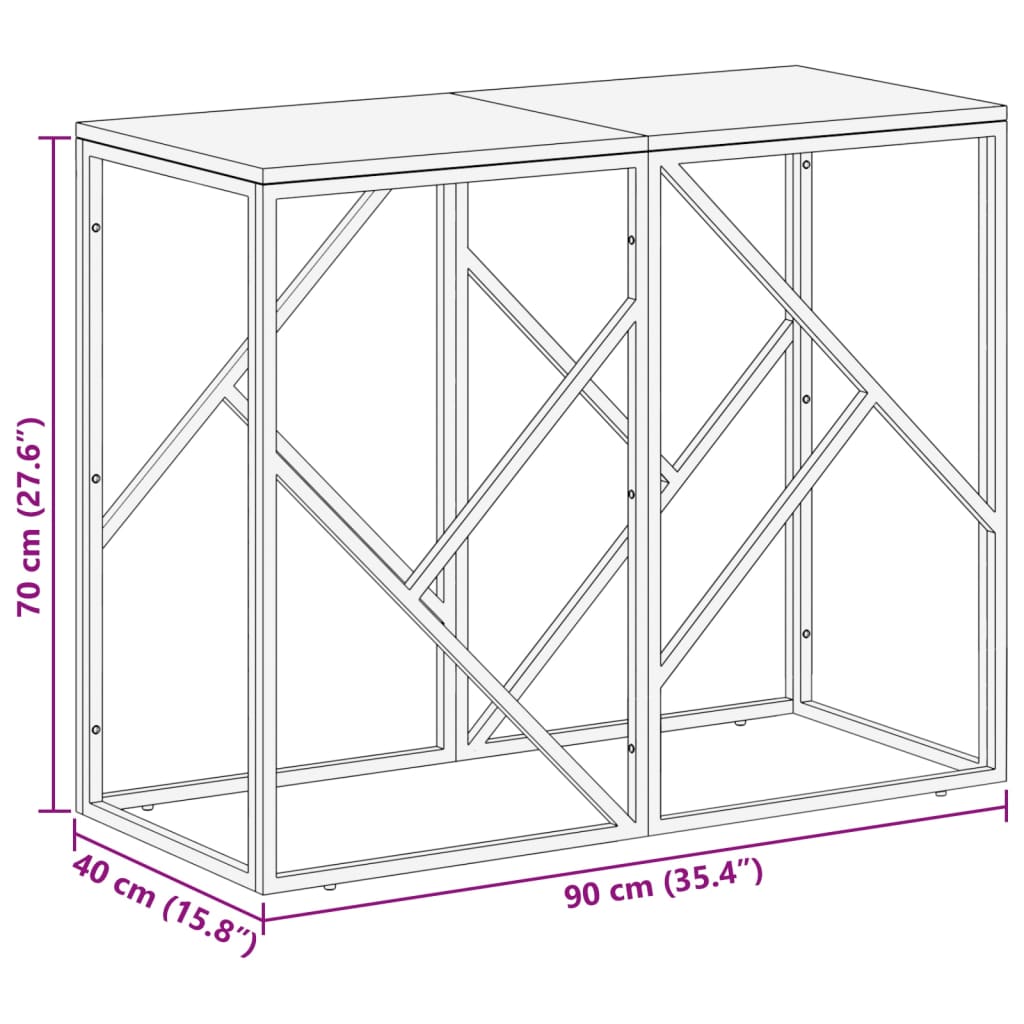 Mesa consola aço inoxidável/madeira de acácia maciça prateado