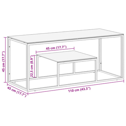 Mesa de centro aço inoxidável e vidro temperado prateado