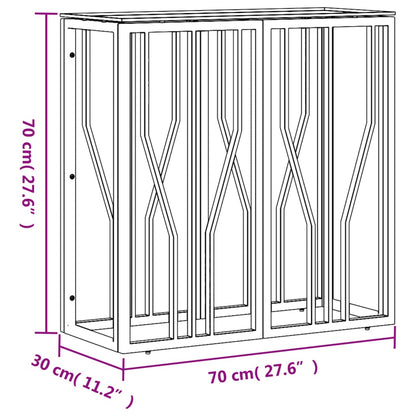 Mesa consola 70x30x70 cm aço inoxidável e vidro prateado