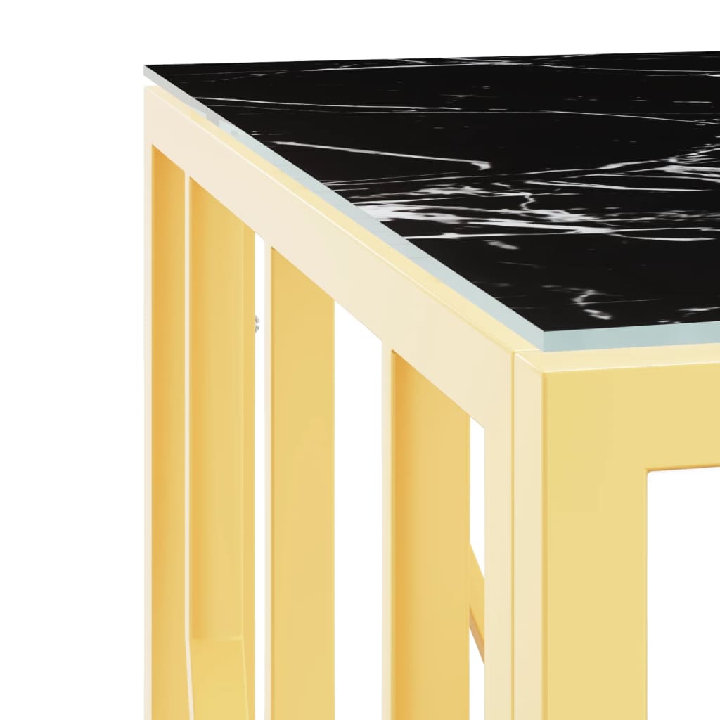 Mesa de centro 50x50x50 cm aço inoxidável e vidro dourado