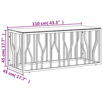 Mesa de centro 110x45x45 cm aço inoxidável e vidro