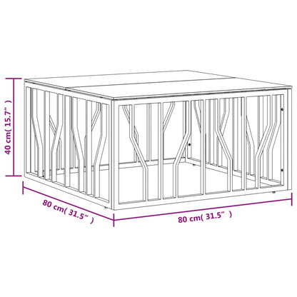 Mesa de centro 80x80x40 cm aço inoxidável e vidro