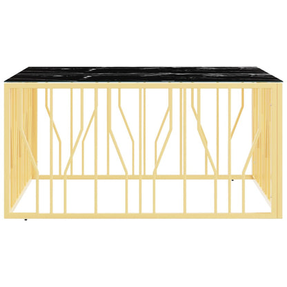 Mesa de centro 100x100x50 cm aço inoxidável e vidro dourado