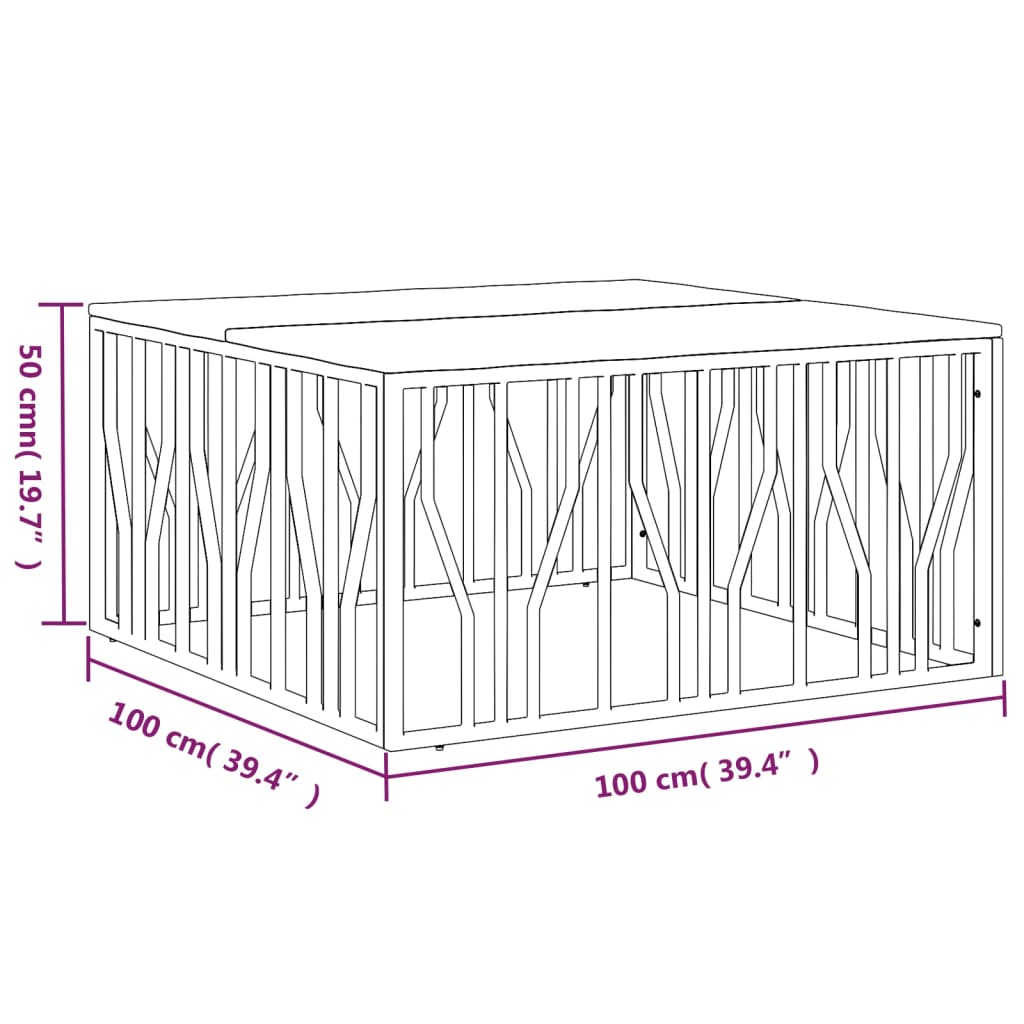 Mesa de centro aço inoxidável/madeira recuperada maciça dourado