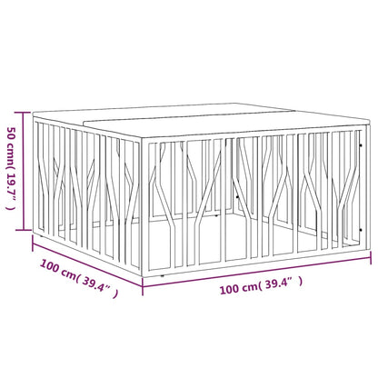 Mesa de centro aço inoxidável/madeira recuperada maciça dourado