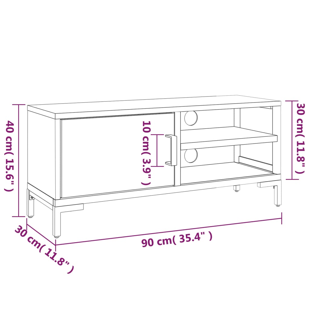 Móvel de TV 90x30x40 cm pinho maciço castanho