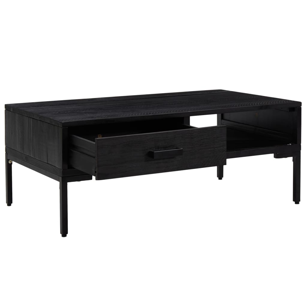 Mesa de centro 90x50x35 cm pinho maciço preto