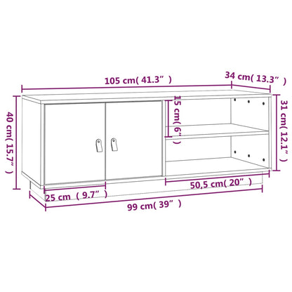 Móvel de TV 105x34x40 cm madeira de pinho maciça branco