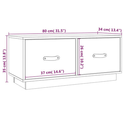 Móvel de TV 80x34x35 cm madeira de pinho maciça branco