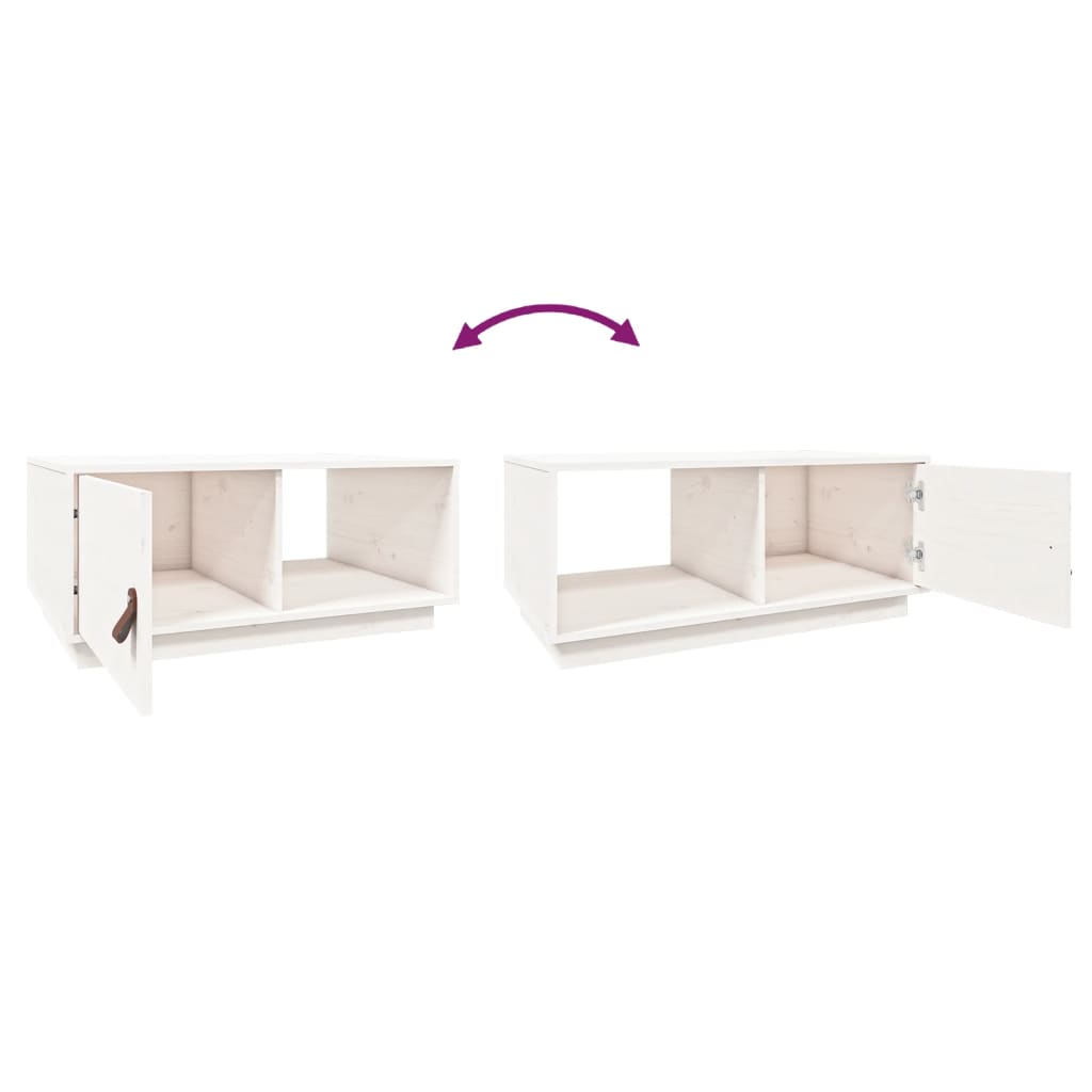 Mesa de centro 80x80x35,5 cm madeira de pinho maciça branco