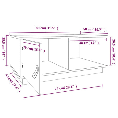 Mesa de centro 80x80x35,5 cm madeira de pinho maciça branco