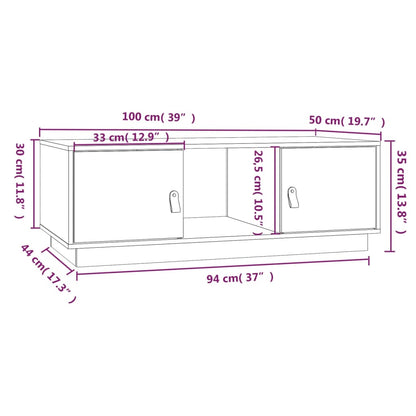 vidaXL Mesa de centro 100x50x35 cm pinho maciço