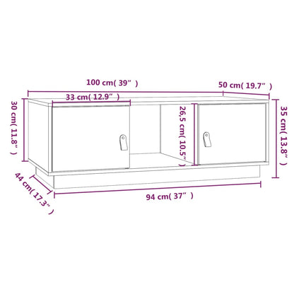 Mesa de centro 100x50x35 cm pinho maciço branco