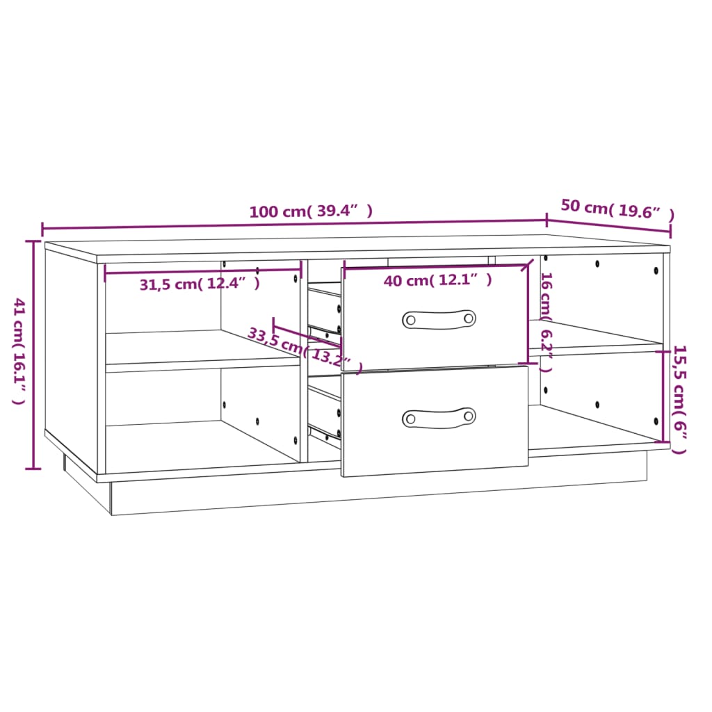 Mesa de centro 100x50x41 cm pinho maciço cinza