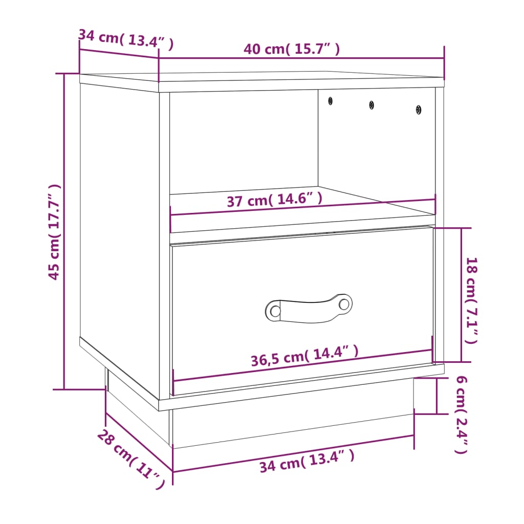 Mesas de cabeceira 2 pcs 40x34x45 cm pinho maciço branco