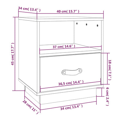 Mesas de cabeceira 2 pcs 40x34x45 cm pinho maciço branco