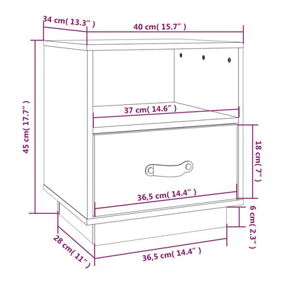 Mesa de cabeceira 40x34x45 cm pinho maciço castanho mel