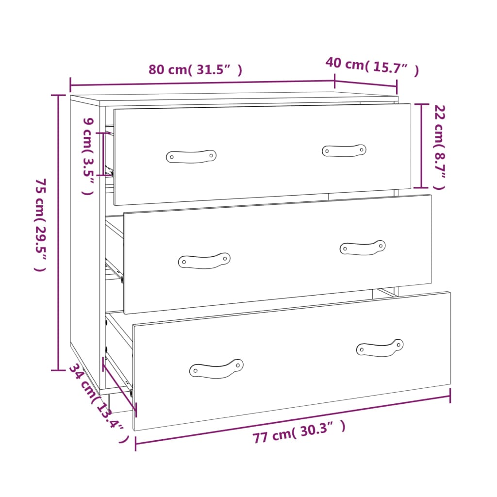 Cómoda You com 3 Gavetas - Cinzento - Design Moderno