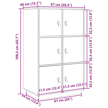 Aparador alto 67x40x108,5 cm pinho maciço cinza