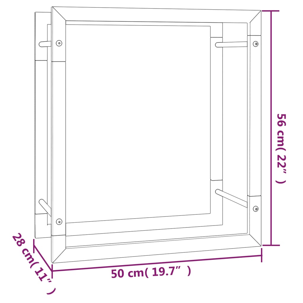 Suporte para lenha 50x28x56 cm aço preto mate