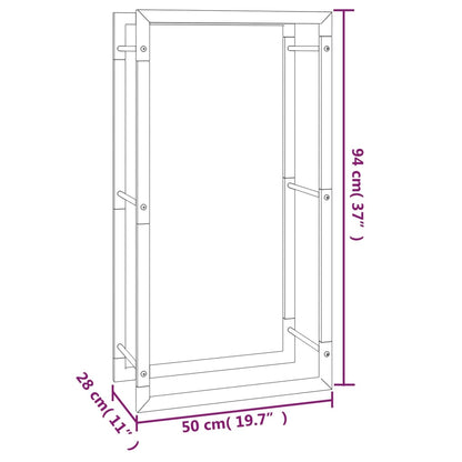 Suporte para lenha 50x28x94 cm aço preto mate