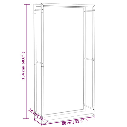 Suporte para lenha 80x28x154 cm aço preto mate