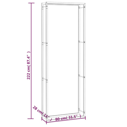 Suporte para lenha 80x28x222 cm aço preto mate