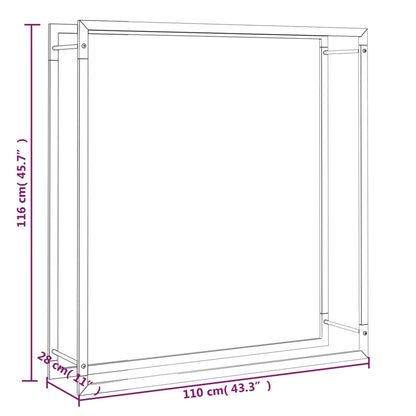 Suporte para lenha 110x28x116 cm aço preto mate