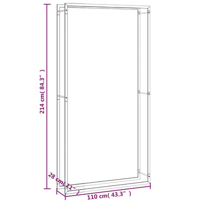 Suporte para lenha 110x28x214 cm aço preto mate