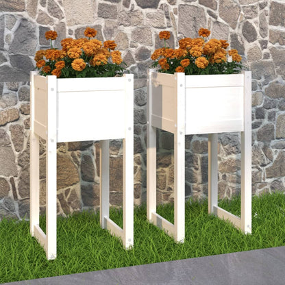 Vasos/floreiras 2 pcs 40x40x81 cm pinho maciço branco