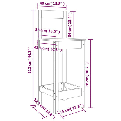 Cadeiras de bar 2 pcs 40x41,5x112 cm pinho maciço castanho mel