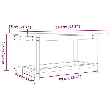 Mesa de centro 110x55x45 cm madeira de pinho maciça