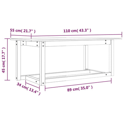 Mesa de centro 110x55x45 cm madeira de pinho maciça branco