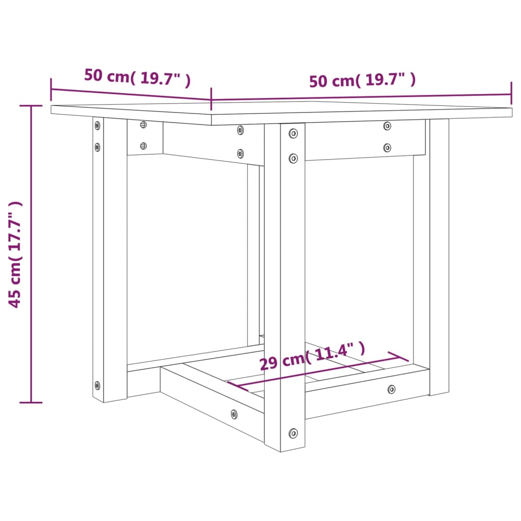 Mesa de centro 50x50x45 cm pinho maciço branco