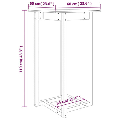 Mesa de bar 60x60x110 cm pinho maciço cinza