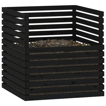 Caixa de compostagem 100x100x102 cm pinho maciço preto