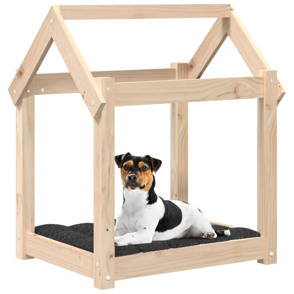 Cama para cães 61x50x70 cm madeira de pinho maciça