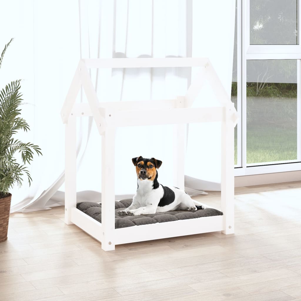 Cama para cães 61 x 50 x 70 cm madeira de pinho maciça branco